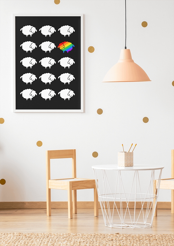 LGBTQ+ Wall Art - Kids Room LGBTQ Decor - Black Sheep - LGBTQ Home Decor - Queer Unisex Apparel