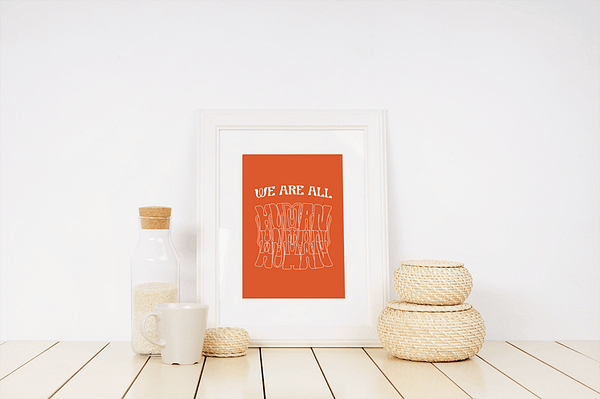 LGBTQ+ Home Decor - We Are All Human Poster - Orange - LGBTQ+ Poster - Queer Wall Art